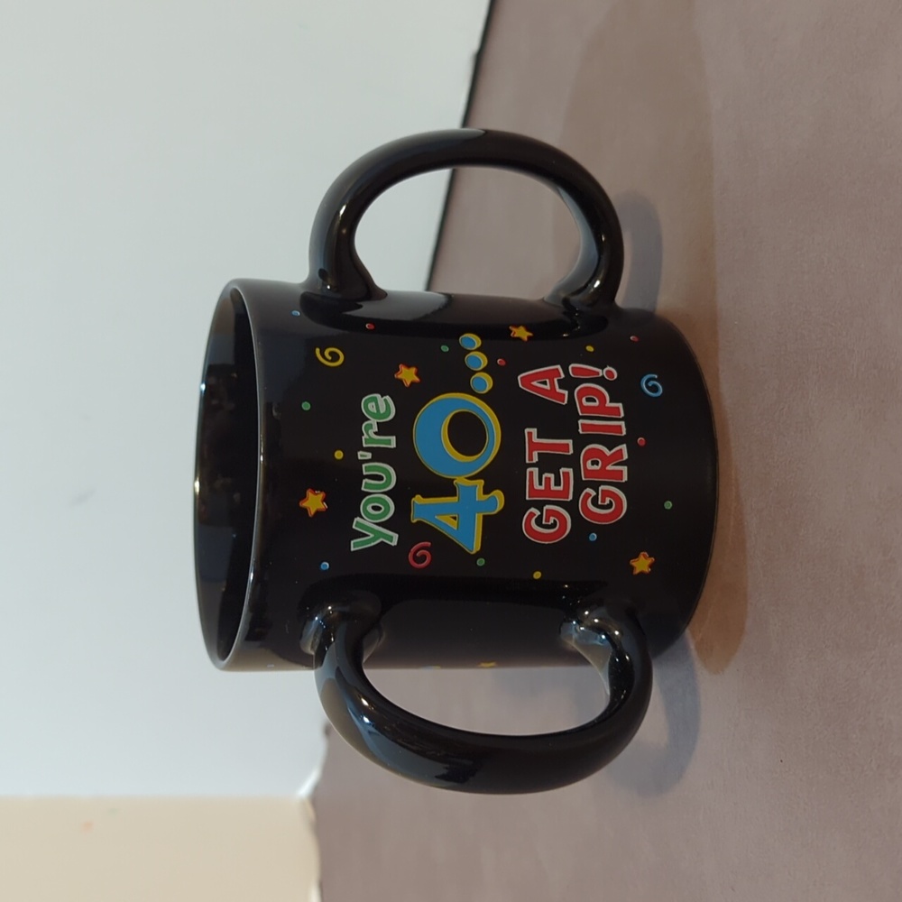 40th Birthday get a grip 3 handled coffee mug Papel Giftware funny gag gift